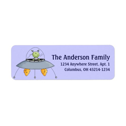 Alien Spaceship Theme Return Address Label