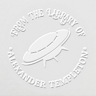 Alien Spaceship UFO Library Book Name Embosser