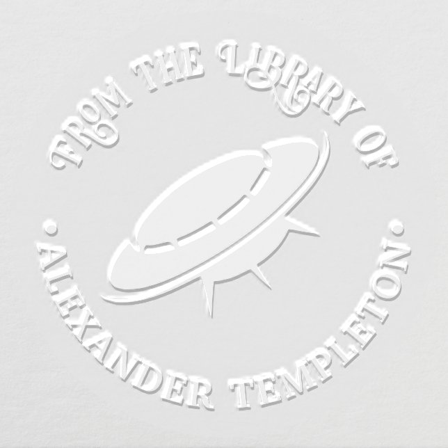 Alien Spaceship UFO Library Book Name Embosser (Design)