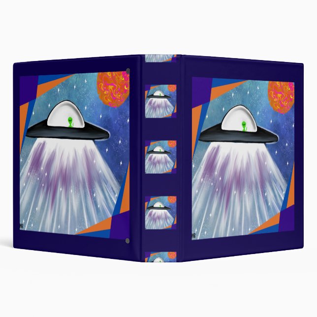 Alien spaceship UFO Space  3 Ring Binder (Background)