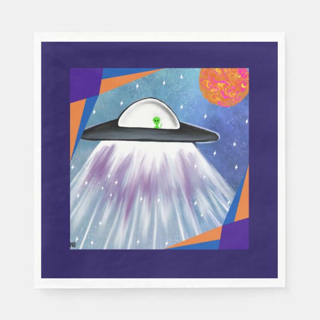 Alien spaceship UFO Space  Napkins (Front)