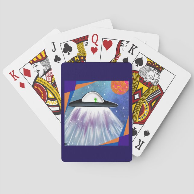 Alien spaceship UFO Space  Poker Cards (Back)