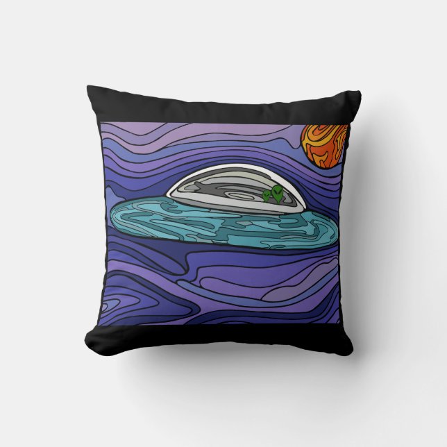 Alien spaceship UFO UAP paranormal Throw Pillow (Front)