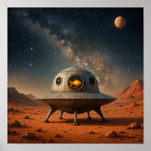 Alien Spaceship with Goldfish Pilot Poster