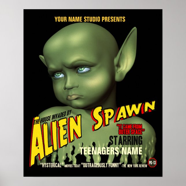 Alien Spawn B-Movie Customizable Poster (Front)