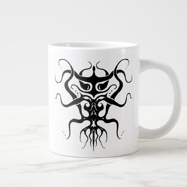 Alien Species Tribal Tattoo Design - black Giant Coffee Mug (Right)