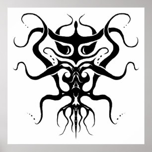 Alien Species Tribal Tattoo Design - black Poster
