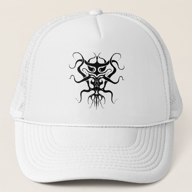 Alien Species Tribal Tattoo Design - black Trucker Hat (Front)