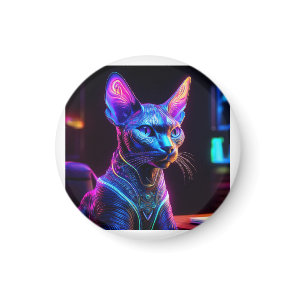 Alien Sphinx Cat Sits In his Captain's Chair Magnet