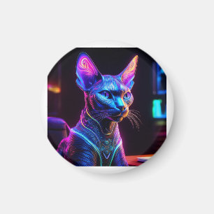 Alien Sphinx Cat Sits In his Captain's Chair Magnet