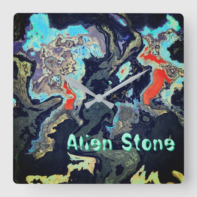 Alien Stone Exotic Customizable  Square Wall Clock (Front)
