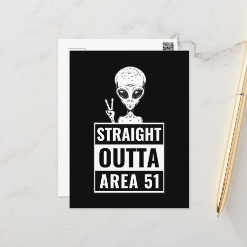 Alien Straight Outta Area 51 Peace Sign Postcard