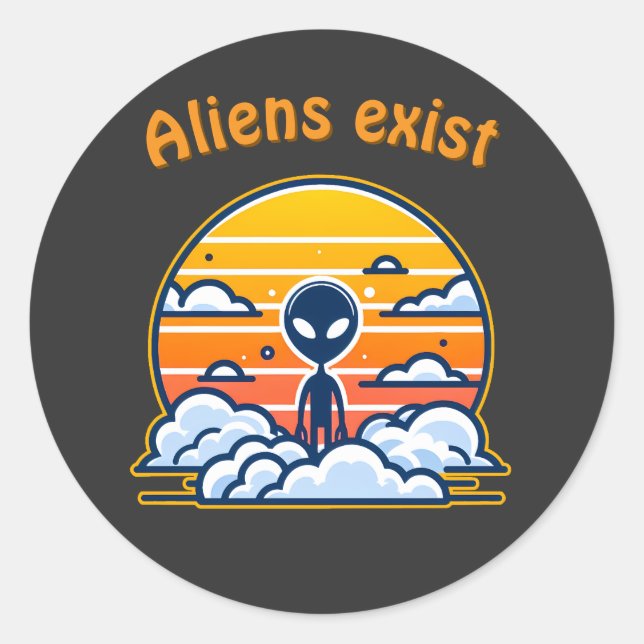 Alien Sunset Aesthetic | Sci-Fi Alien Sunset  Classic Round Sticker (Front)