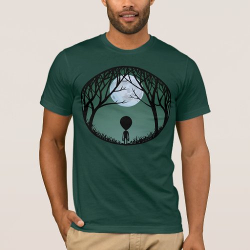 Alien T_shirt Mens Alien w Moon Shirts ET Tops