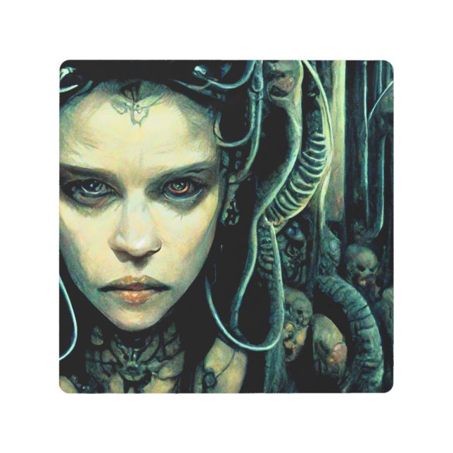 Alien Tech Girl Science Fiction Metal Print (Front)