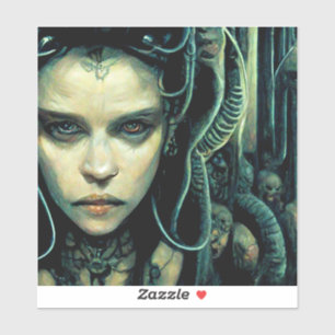 Alien Tech Girl Science Fiction Sticker