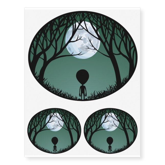 Alien Temporary Tattoo Cute ET Alien Skin Art (Front)