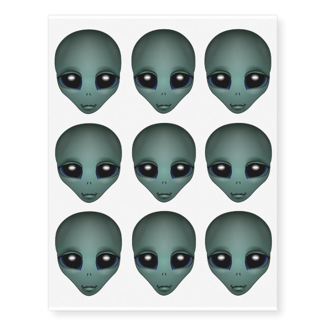 Alien Temporary Tattoo Cute ET Alien Skin Art (Front)