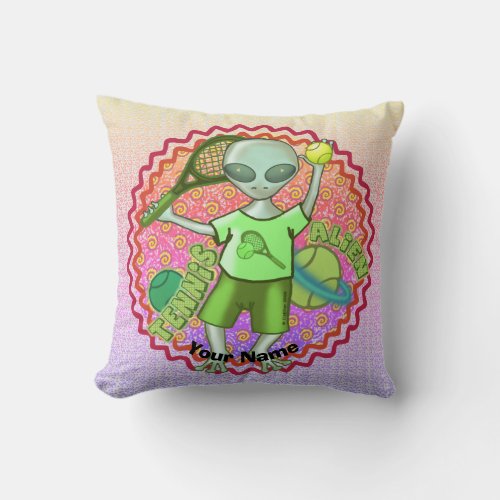Alien Tennis custom name  Pillow