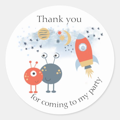 Alien Thank you for Coming to My Party Classic Round Sticker