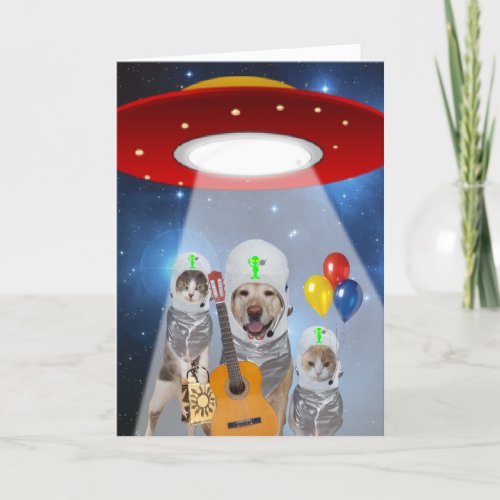 Alien Theme Funny Pet Birthday Card