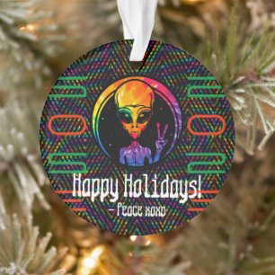 Alien Tie Dye Space Custom Christmas Ornament