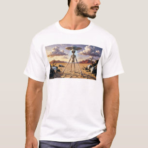 Alien Time Traveler in Surreal Desert Landscape Sa T-Shirt