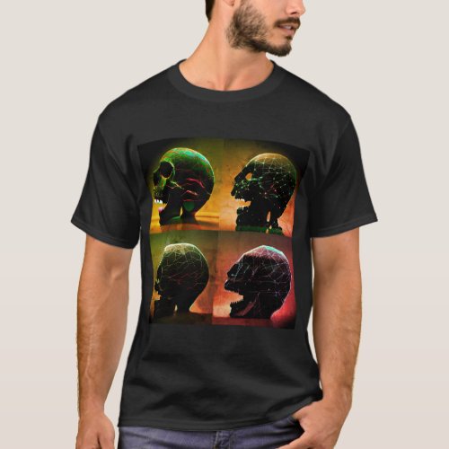  Alien to Human Skull Stages T_Shirt