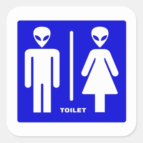 Alien Toilet Square Sticker