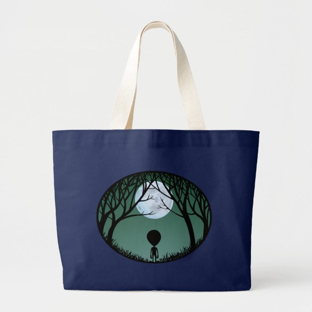 Alien Tote Bags & Cute Grey Alien Grocery Bag (Front)