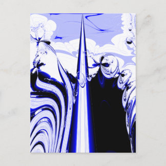 Alien Tropics - Fractal Art Design. Blue and White Postcard