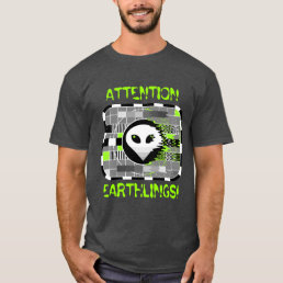 Alien TV &#39;ATTENTION EARTHLINGS!&#39; men&#39;s basic grey T-Shirt