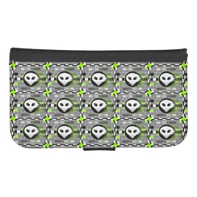 Alien TV Multi Samsung Galaxy S4 wallet case (Front (Horizontal))