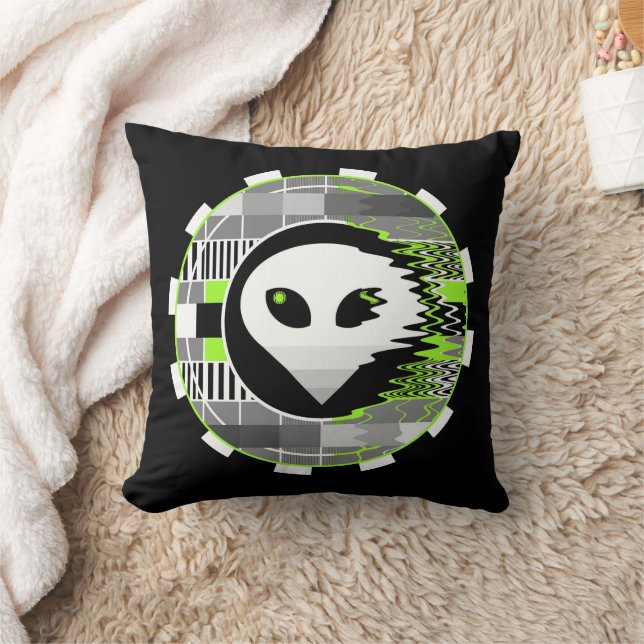 Alien TV Round throw pillow black square (Blanket)