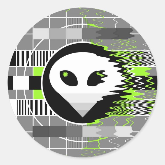 Alien TV sticker round (Front)