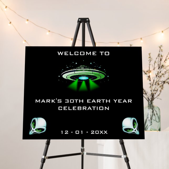 Alien UFO Abduction Space Birthday Party  Foam Board (In Situ (Stand))
