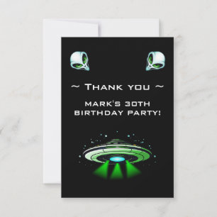 Alien UFO Abduction Space Birthday Party Thank You Card
