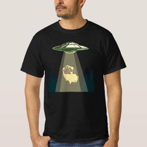 Alien UFO and a Cute Adorable Pug for Anastajia Pu T_Shirt