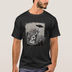 Alien UFO Cat Selfie Kitty Cat T-Shirt