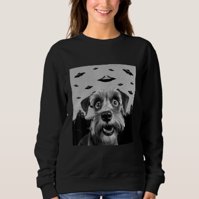 Alien UFO  Cesky Terrier Dog  Men Women Kids Sweatshirt