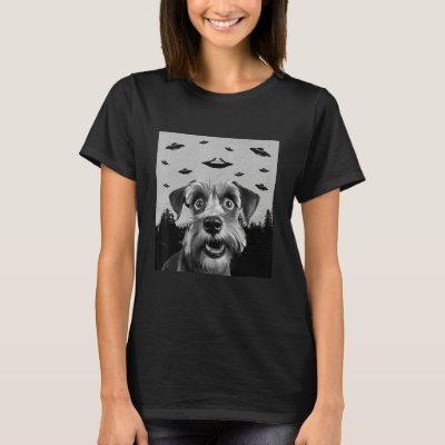 Alien UFO  Cesky Terrier Dog  Men Women Kids T-Shirt