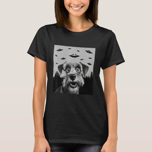 Alien UFO  Cesky Terrier Dog  Men Women Kids T-Shirt (Front)