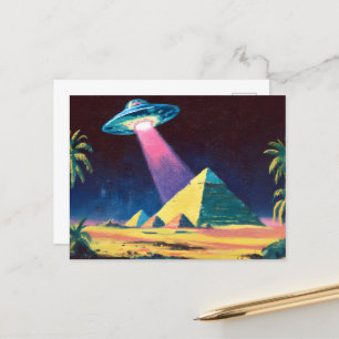 Alien UFO Egyptian Pyramids Postcard