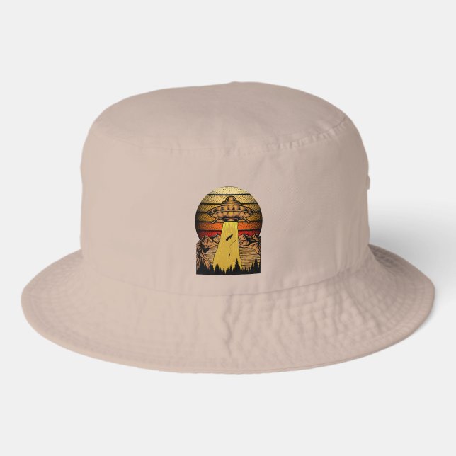 Alien UFO Fisherman Abduction Bucket Hat (Front)