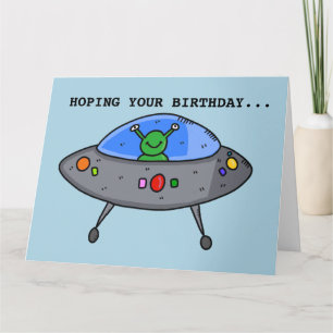 ALIEN UFO FUNNY BIRTHDAY GREETING CARD