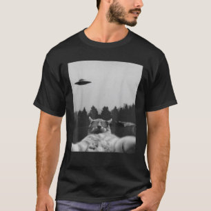 Alien UFO Funny Cat Galaxy Cat Tee Cat Graphic Tee