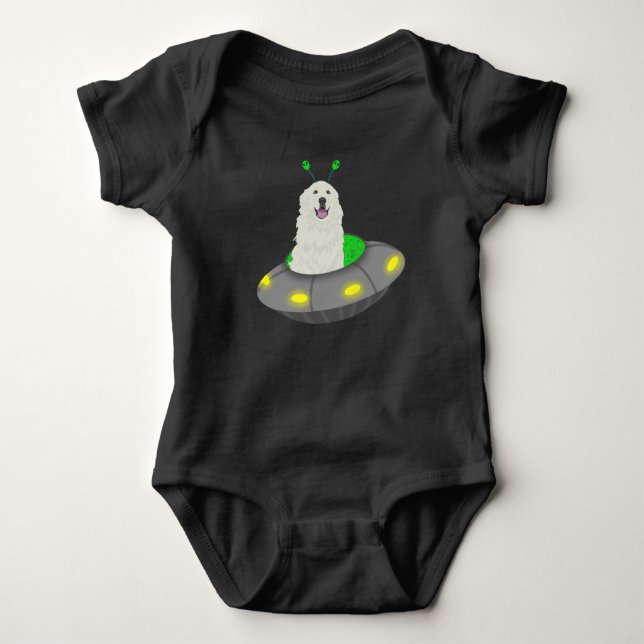 Alien UFO Great Pyrenees  T-Shirt Baby Bodysuit (Front)