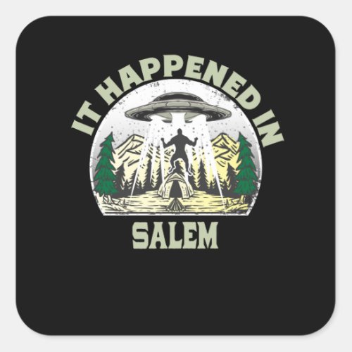 Alien UFO In salem City Square Sticker