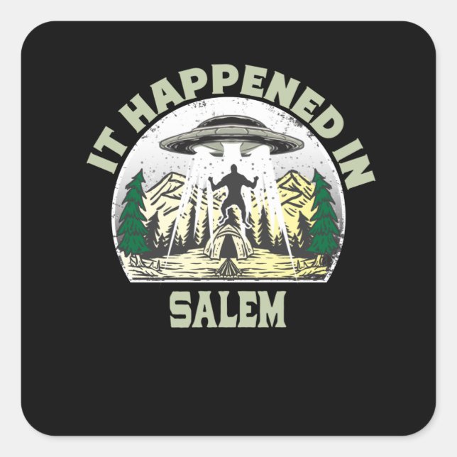 Alien UFO In salem City Square Sticker (Front)