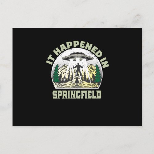 Alien UFO In springfield City Postcard